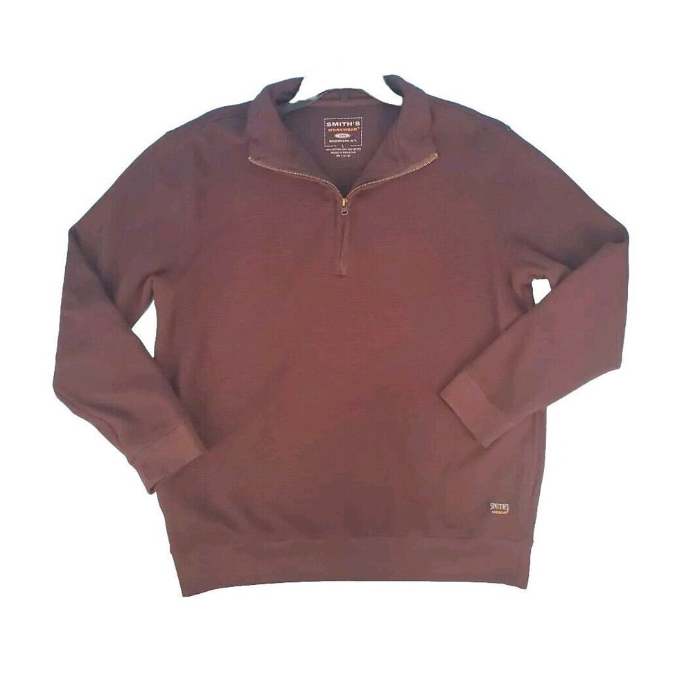 Smiths Workwear Large Mens  1/4 Zip Pullover Waffle Knit Maroon